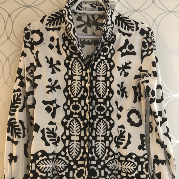 NARACAMICIE l Made in Italy Stunning Black & White Blouse - Picture 1 of 11